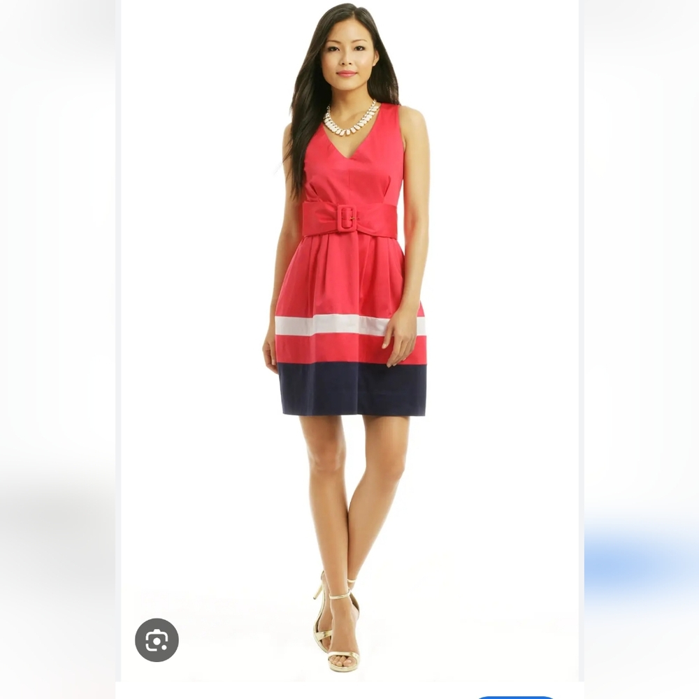 Kate Spade NWOT New York Swyer Elegant Pink and Navy Sleeveless Dress